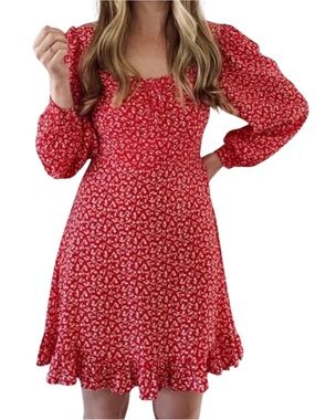Faithfull The Brand Red Floral Calla Mini Dress NWT Size 10